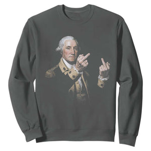 Funny George Washington Middle Fingers Rebel Portrait Sweatshirt Edgy Classic Oil Painting Parody Patriotic Humor Graphic