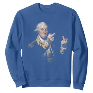 Funny George Washington Middle Fingers Rebel Portrait Sweatshirt Edgy Classic Oil Painting Parody Patriotic Humor Graphic