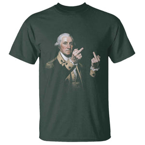 Funny George Washington Middle Fingers Rebel Portrait T Shirt Edgy Classic Oil Painting Parody Patriotic Humor Graphic