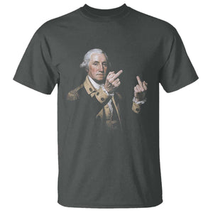 Funny George Washington Middle Fingers Rebel Portrait T Shirt Edgy Classic Oil Painting Parody Patriotic Humor Graphic