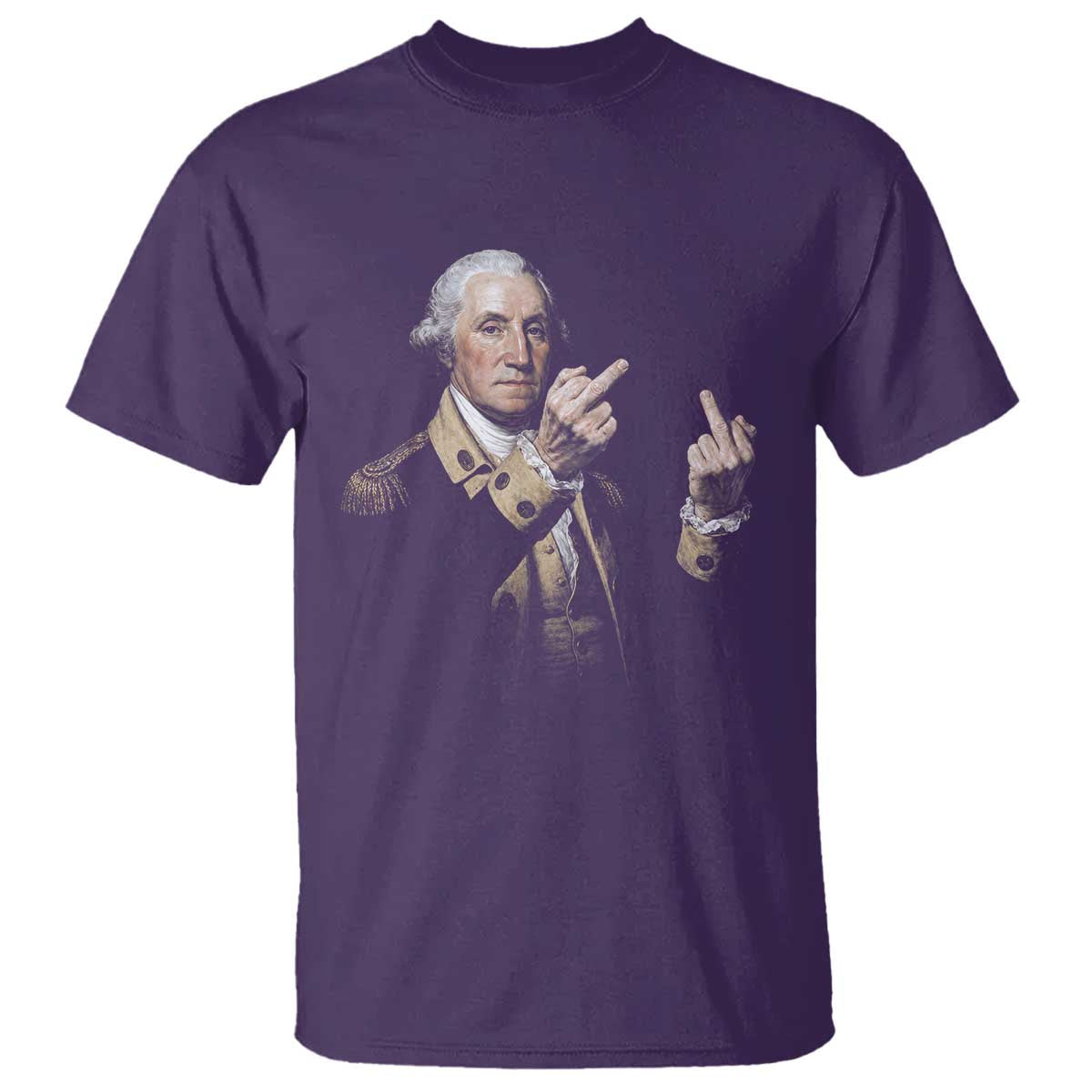 Funny George Washington Middle Fingers Rebel Portrait T Shirt Edgy Classic Oil Painting Parody Patriotic Humor Graphic