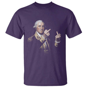 Funny George Washington Middle Fingers Rebel Portrait T Shirt Edgy Classic Oil Painting Parody Patriotic Humor Graphic