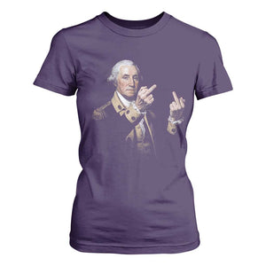 Funny George Washington Middle Fingers Rebel Portrait T Shirt For Women Edgy Classic Oil Painting Parody Patriotic Humor Graphic