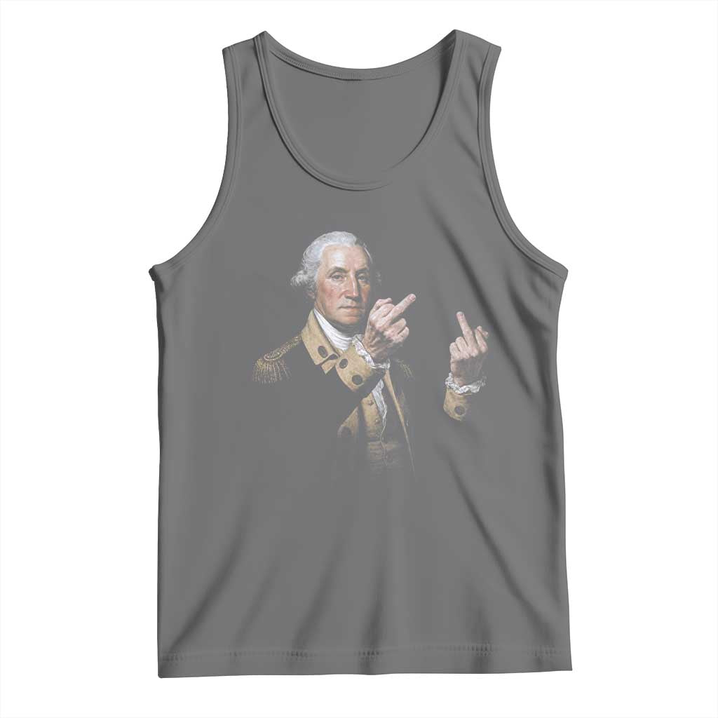 Funny George Washington Middle Fingers Rebel Portrait Tank Top Edgy Classic Oil Painting Parody Patriotic Humor Graphic