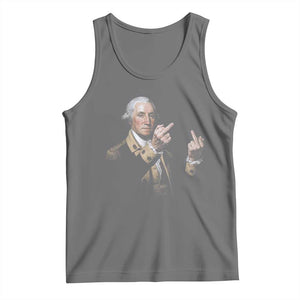 Funny George Washington Middle Fingers Rebel Portrait Tank Top Edgy Classic Oil Painting Parody Patriotic Humor Graphic