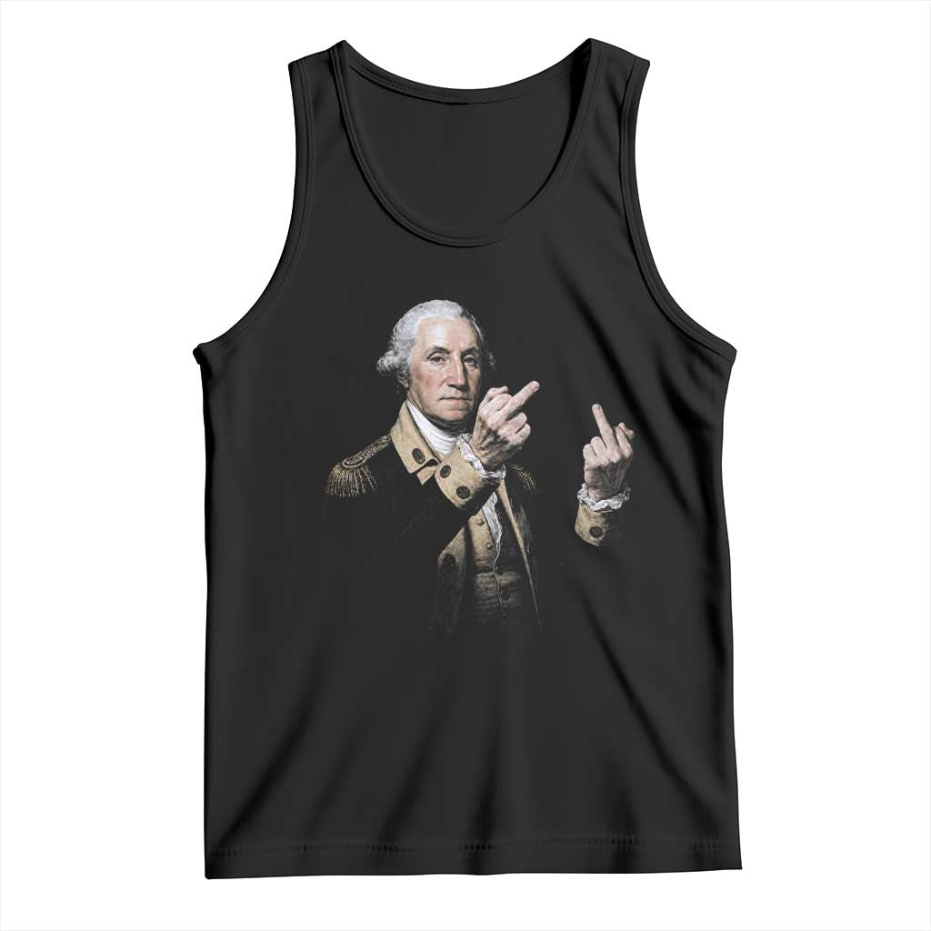 Funny George Washington Middle Fingers Rebel Portrait Tank Top Edgy Classic Oil Painting Parody Patriotic Humor Graphic TS02 Black Print Your Wear