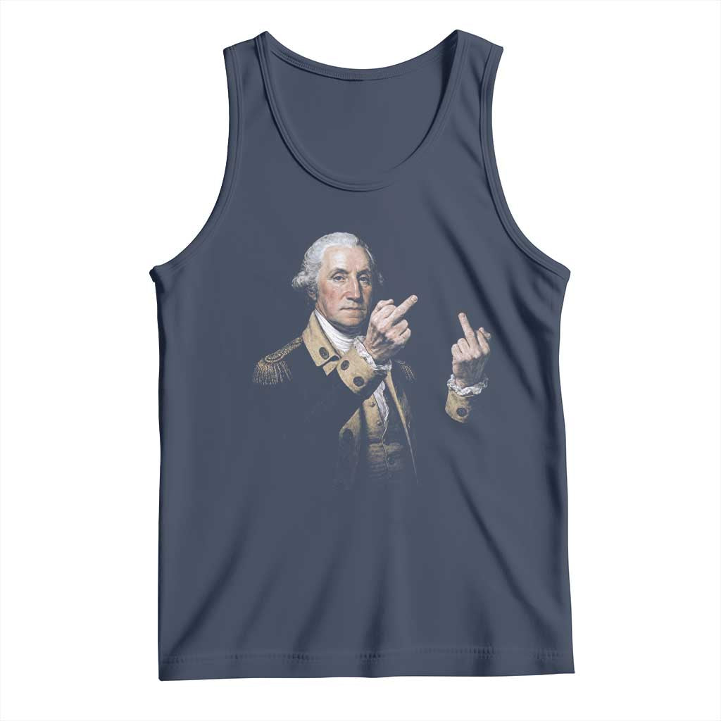 Funny George Washington Middle Fingers Rebel Portrait Tank Top Edgy Classic Oil Painting Parody Patriotic Humor Graphic