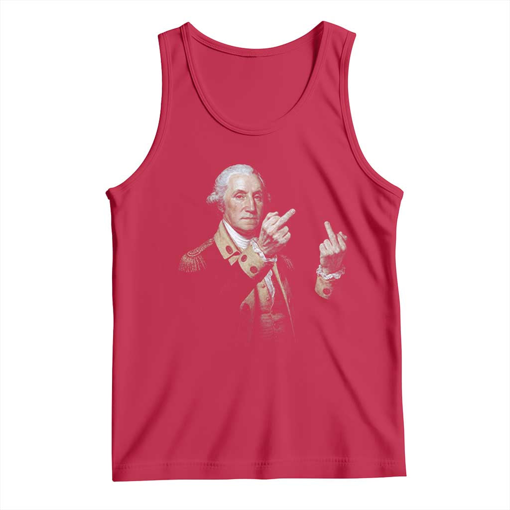 Funny George Washington Middle Fingers Rebel Portrait Tank Top Edgy Classic Oil Painting Parody Patriotic Humor Graphic