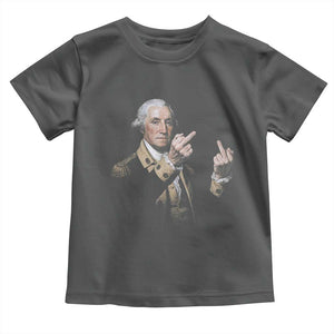 Funny George Washington Middle Fingers Rebel Portrait Toddler T Shirt Edgy Classic Oil Painting Parody Patriotic Humor Graphic