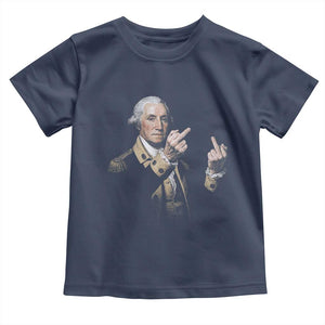 Funny George Washington Middle Fingers Rebel Portrait Toddler T Shirt Edgy Classic Oil Painting Parody Patriotic Humor Graphic