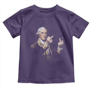 Funny George Washington Middle Fingers Rebel Portrait Toddler T Shirt Edgy Classic Oil Painting Parody Patriotic Humor Graphic
