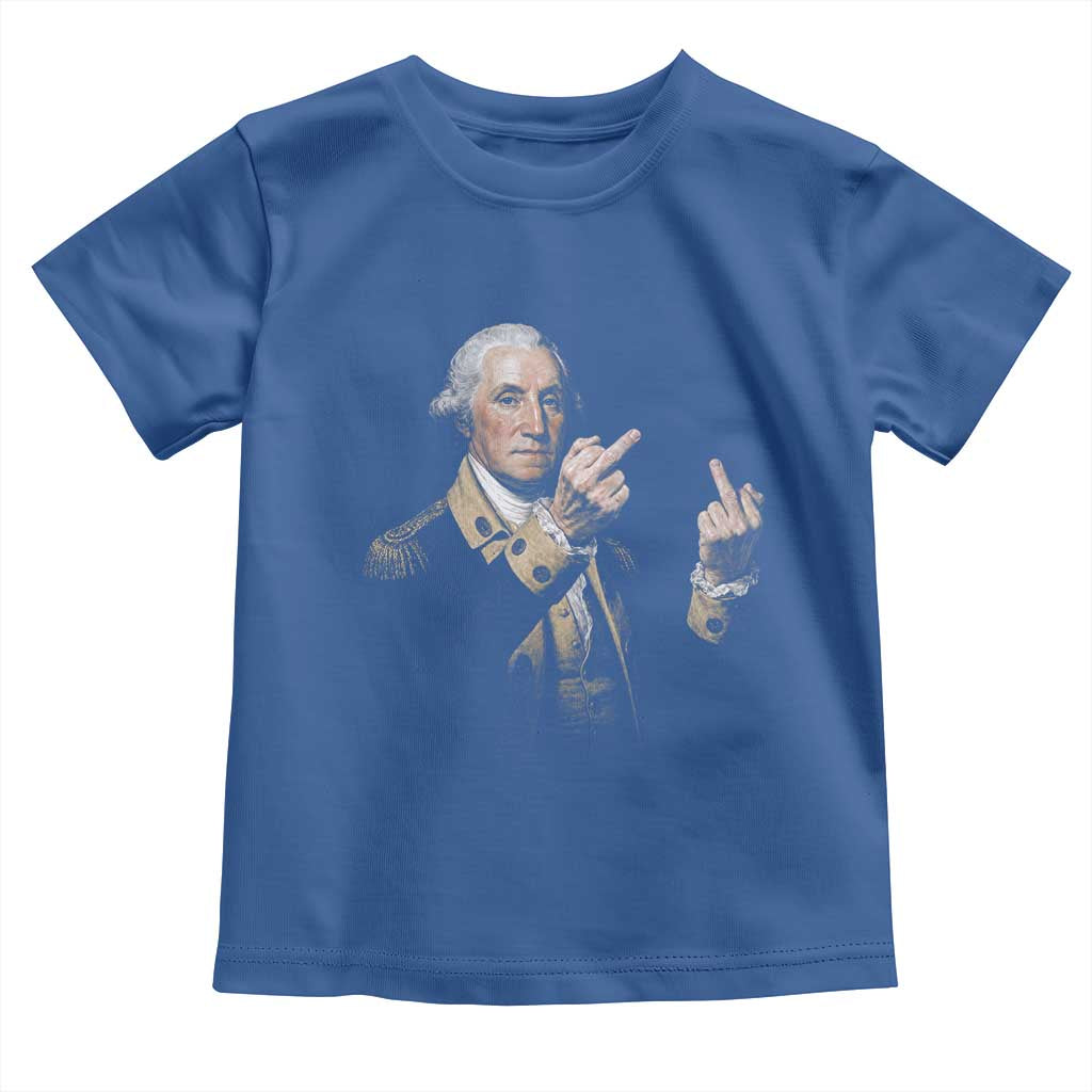 Funny George Washington Middle Fingers Rebel Portrait Toddler T Shirt Edgy Classic Oil Painting Parody Patriotic Humor Graphic