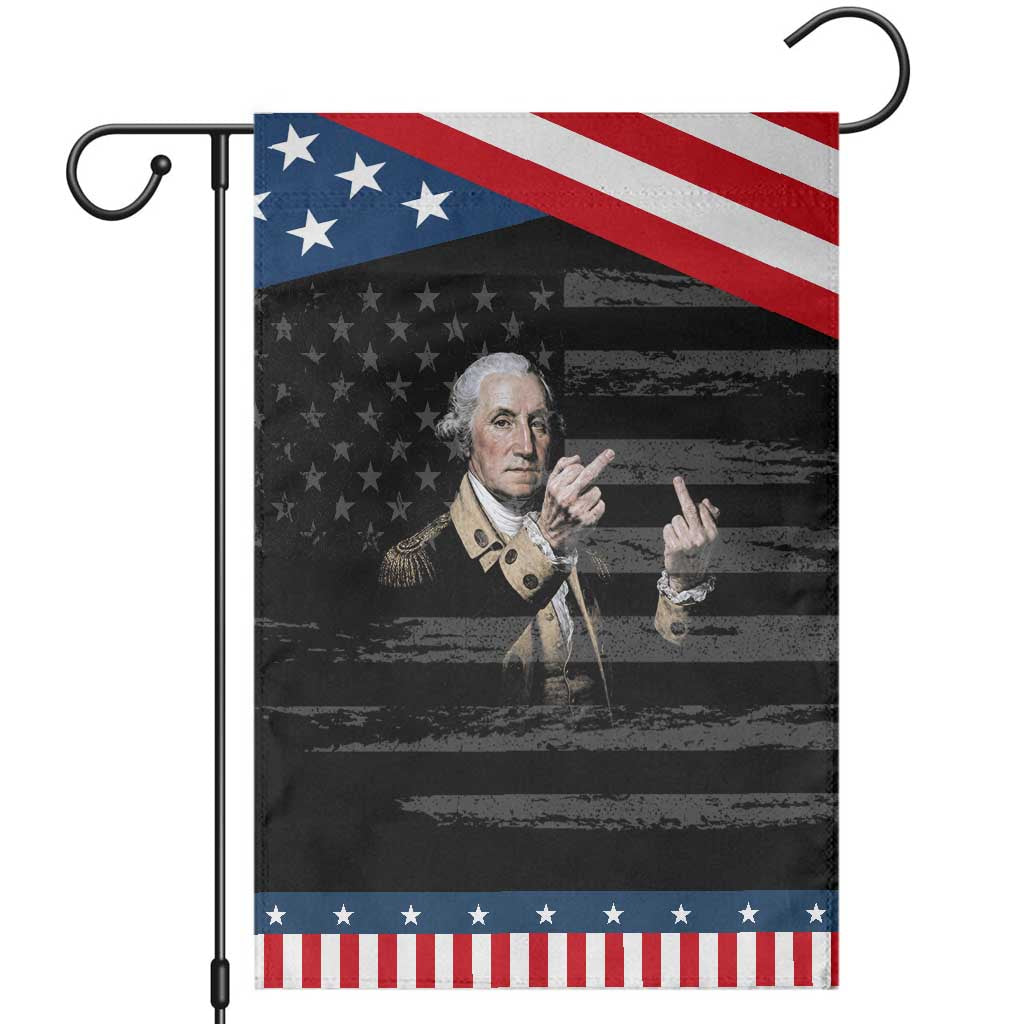 Funny George Washington Middle Fingers Rebel Portrait Patriotic Garden Flag Edgy Classic Oil Painting Parody Humor Graphic TS02 Distressed Black Blue Print Your Wear