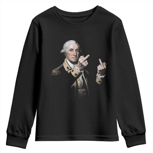 Funny George Washington Middle Fingers Rebel Portrait Youth Sweatshirt Edgy Classic Oil Painting Parody Patriotic Humor Graphic