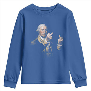 Funny George Washington Middle Fingers Rebel Portrait Youth Sweatshirt Edgy Classic Oil Painting Parody Patriotic Humor Graphic