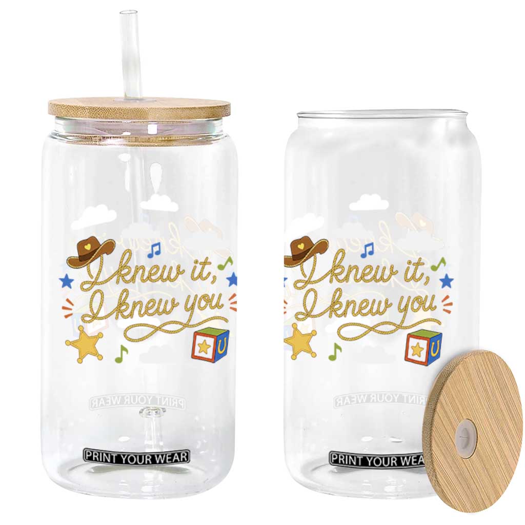 I Knew It I Knew You Funny Western Cowgirl Retro Glass Can Whimsical Nostalgic Western Graphic