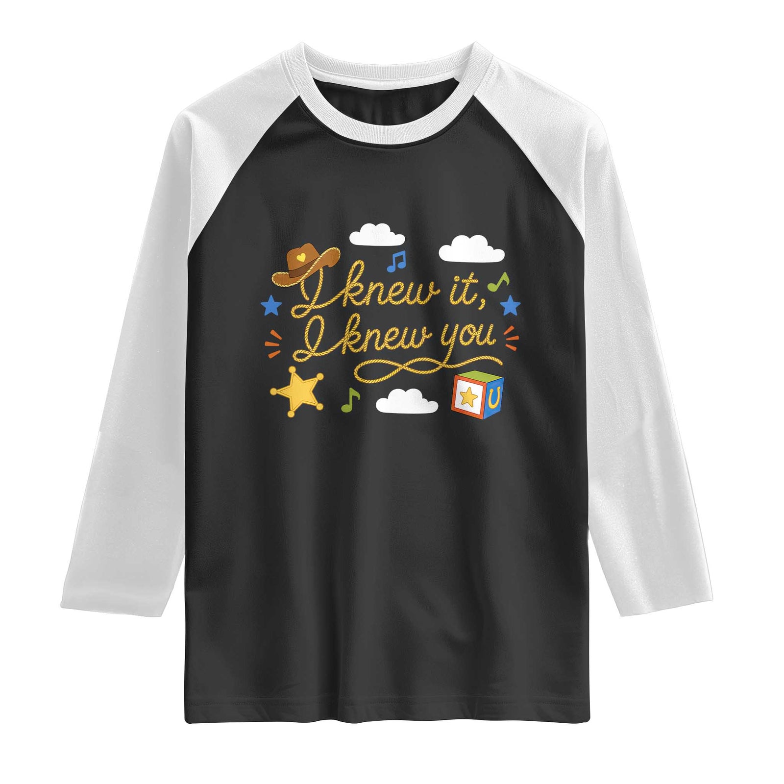 I Knew It I Knew You Funny Western Cowgirl Retro Raglan Shirt Whimsical Nostalgic Western Graphic TS02 Black White Print Your Wear