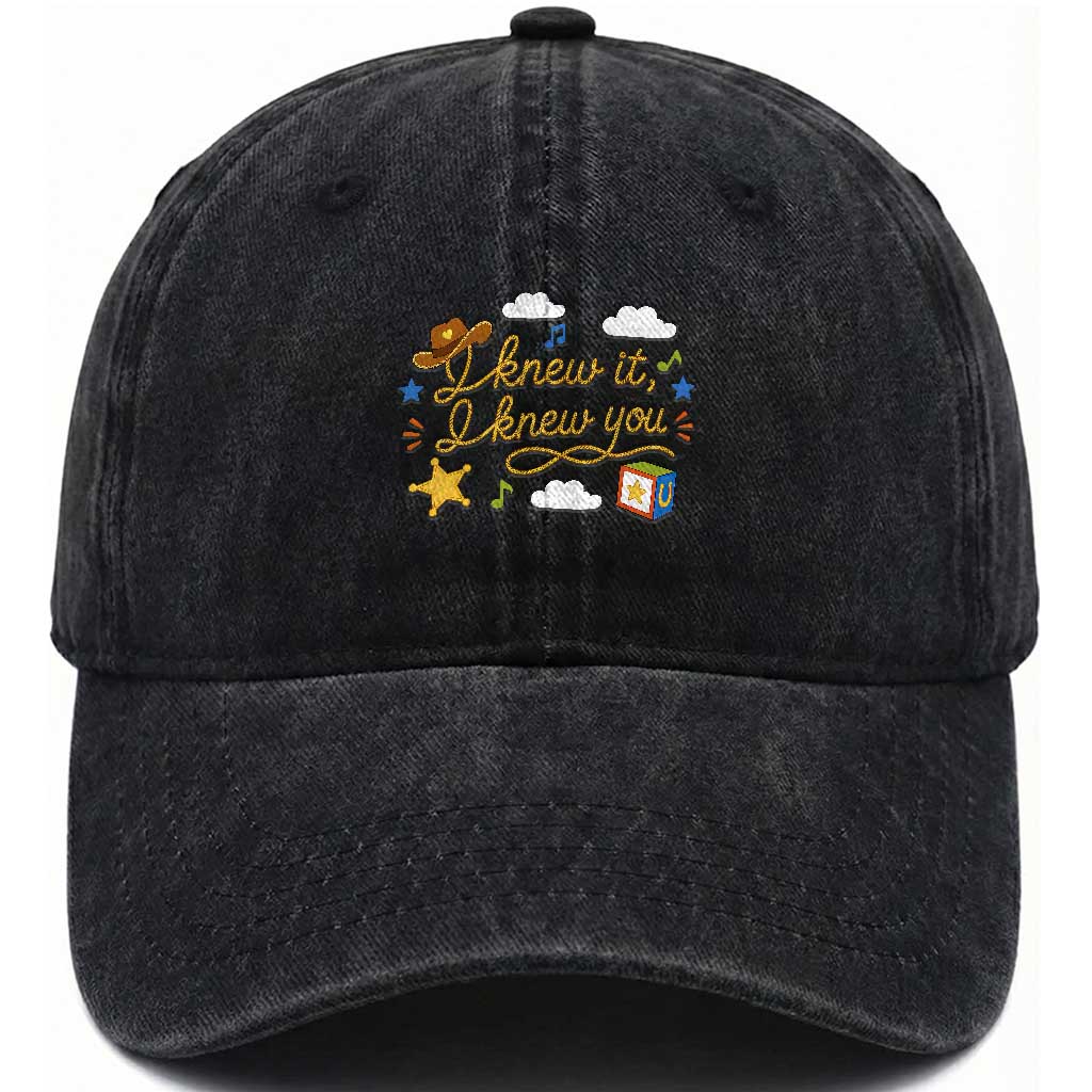 I Knew It I Knew You Funny Western Cowgirl Retro Washed Cotton Baseball Cap Whimsical Nostalgic Western Graphic