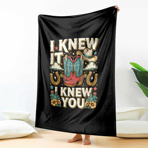 Retro Coastal Cowgirl I Knew It I Knew You Throw Blanket Pink Boots Vintage Country Pop Music Western Floral Graphic