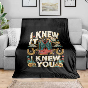 Retro Coastal Cowgirl I Knew It I Knew You Throw Blanket Pink Boots Vintage Country Pop Music Western Floral Graphic