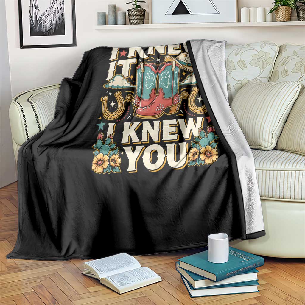Retro Coastal Cowgirl I Knew It I Knew You Throw Blanket Pink Boots Vintage Country Pop Music Western Floral Graphic