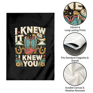 Retro Coastal Cowgirl I Knew It I Knew You Garden Flag Pink Boots Vintage Country Pop Music Western Floral Graphic