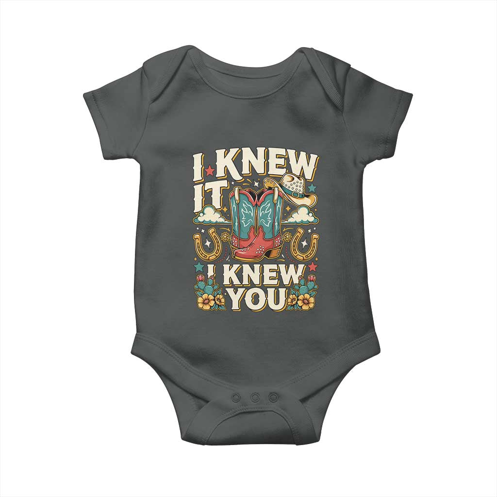 Retro Coastal Cowgirl I Knew It I Knew You Baby Onesie Pink Boots Vintage Country Pop Music Western Floral Graphic
