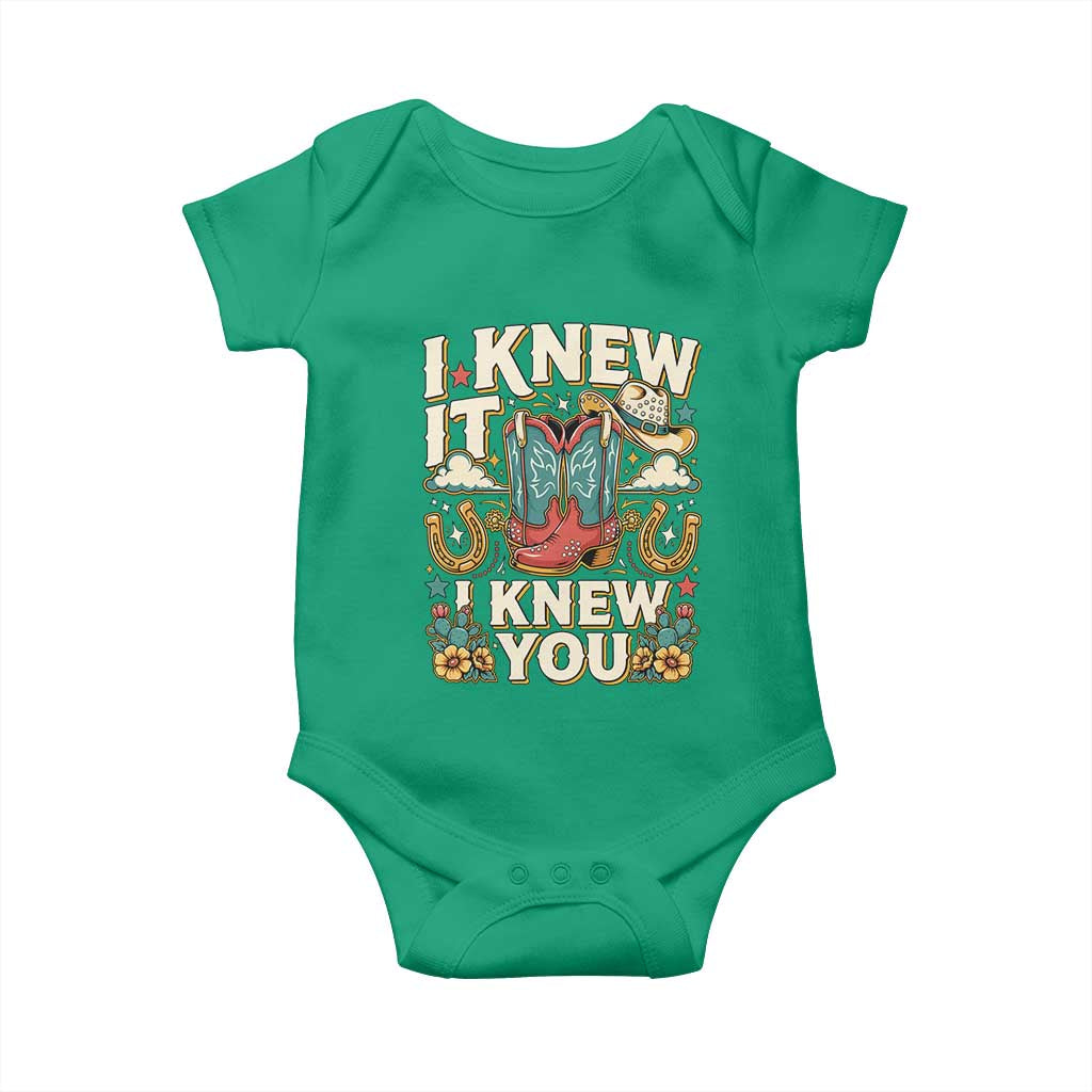 Retro Coastal Cowgirl I Knew It I Knew You Baby Onesie Pink Boots Vintage Country Pop Music Western Floral Graphic
