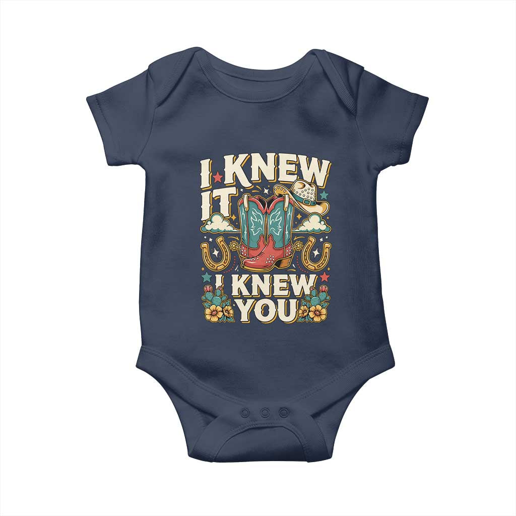Retro Coastal Cowgirl I Knew It I Knew You Baby Onesie Pink Boots Vintage Country Pop Music Western Floral Graphic
