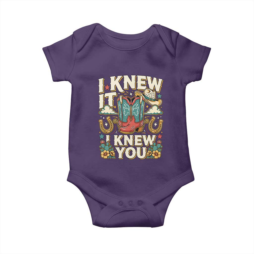 Retro Coastal Cowgirl I Knew It I Knew You Baby Onesie Pink Boots Vintage Country Pop Music Western Floral Graphic
