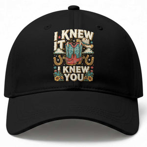 Retro Coastal Cowgirl I Knew It I Knew You Baseball Cap Pink Boots Vintage Country Pop Music Western Floral Graphic