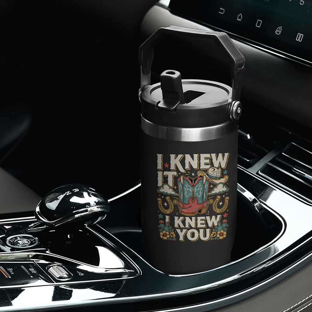 Retro Coastal Cowgirl I Knew It I Knew You Flip Straw Tumbler Pink Boots Vintage Country Pop Music Western Floral Graphic