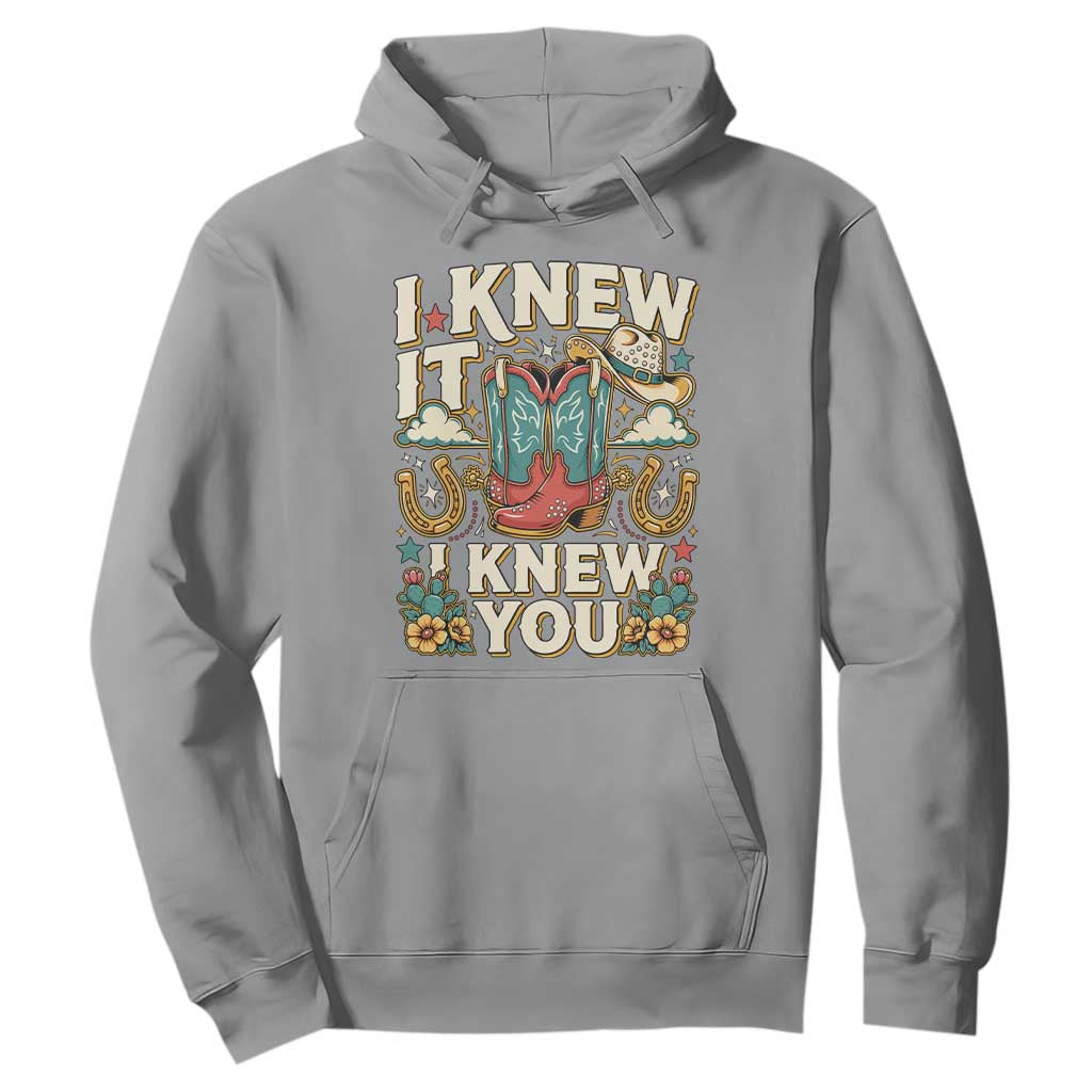 Retro Coastal Cowgirl I Knew It I Knew You Hoodie Pink Boots Vintage Country Pop Music Western Floral Graphic