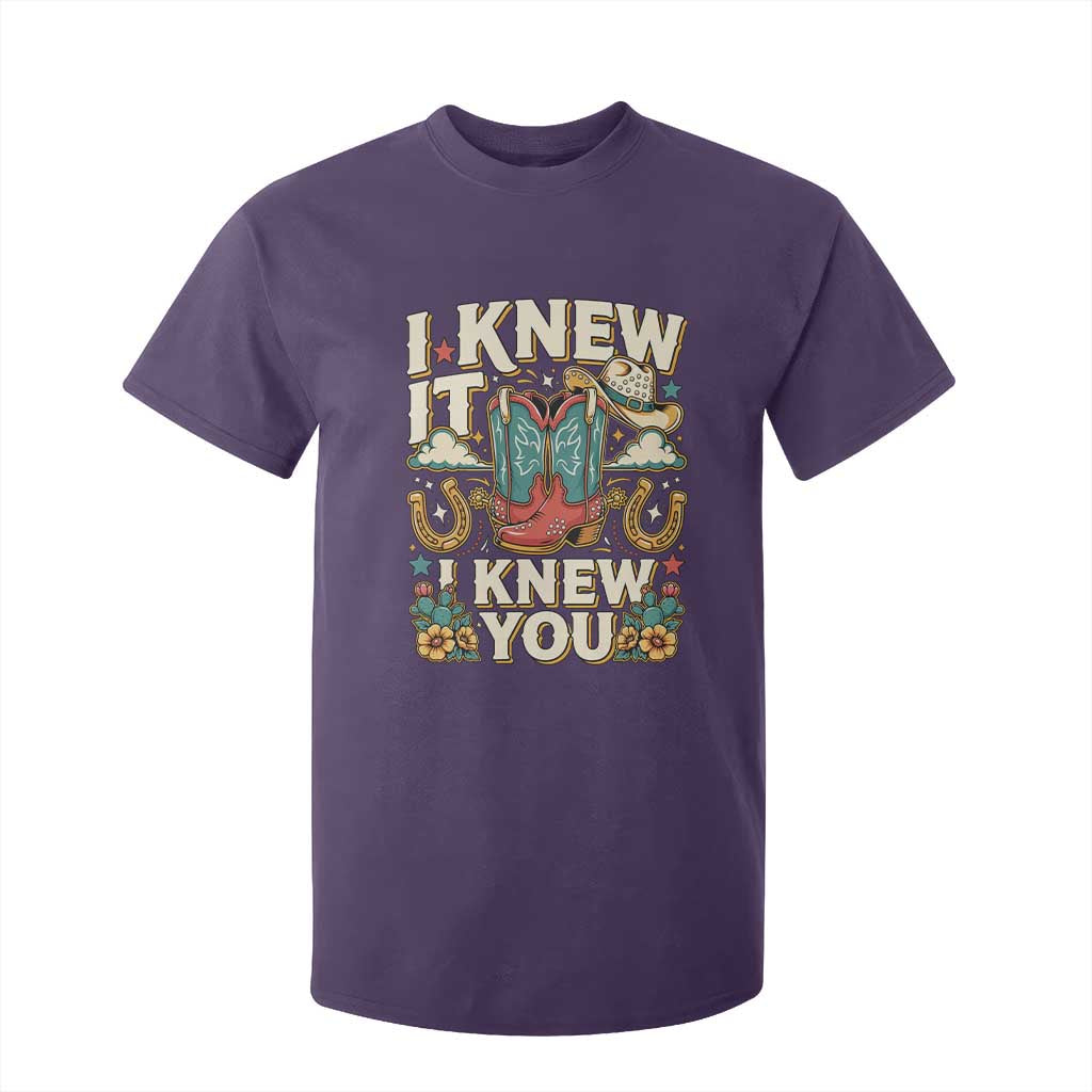 Retro Coastal Cowgirl I Knew It I Knew You T Shirt For Kid Pink Boots Vintage Country Pop Music Western Floral Graphic