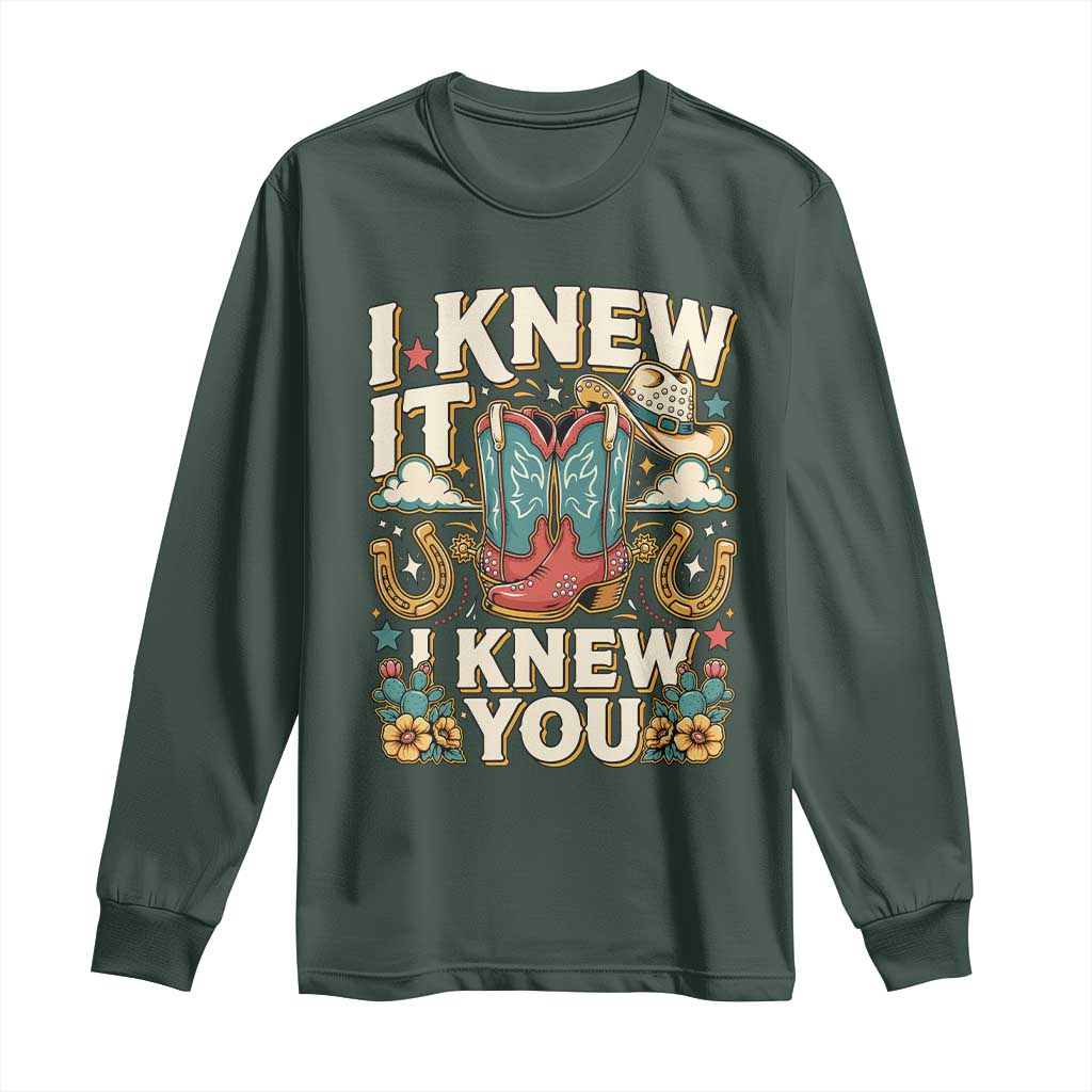 Retro Coastal Cowgirl I Knew It I Knew You Long Sleeve Shirt Pink Boots Vintage Country Pop Music Western Floral Graphic