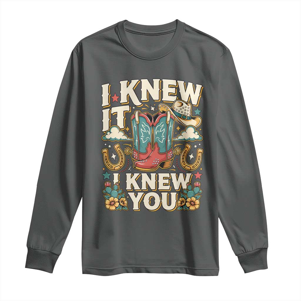 Retro Coastal Cowgirl I Knew It I Knew You Long Sleeve Shirt Pink Boots Vintage Country Pop Music Western Floral Graphic