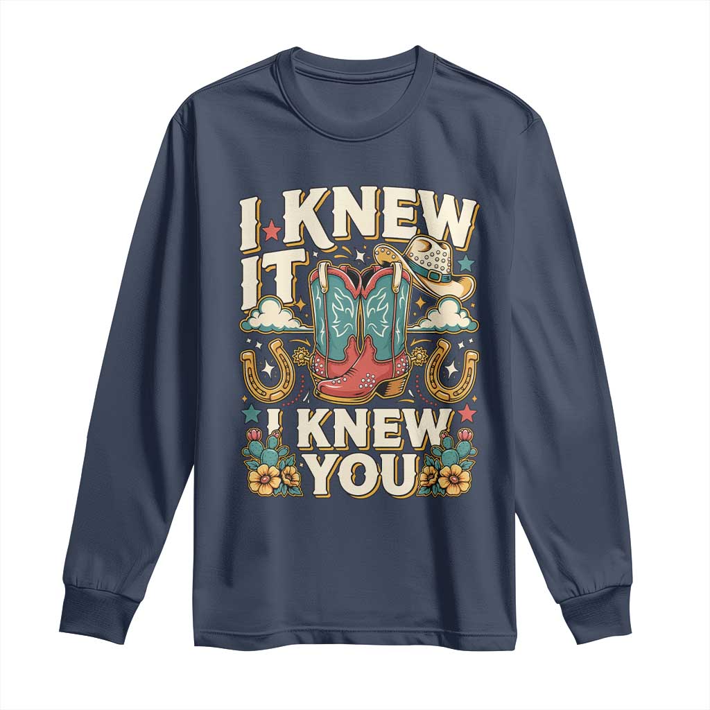 Retro Coastal Cowgirl I Knew It I Knew You Long Sleeve Shirt Pink Boots Vintage Country Pop Music Western Floral Graphic