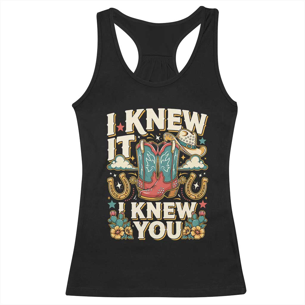 Retro Coastal Cowgirl I Knew It I Knew You Racerback Tank Top Pink Boots Vintage Country Pop Music Western Floral Graphic