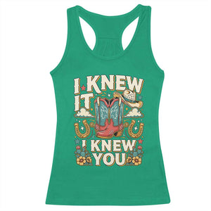 Retro Coastal Cowgirl I Knew It I Knew You Racerback Tank Top Pink Boots Vintage Country Pop Music Western Floral Graphic