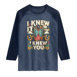 Retro Coastal Cowgirl I Knew It I Knew You Raglan Shirt Pink Boots Vintage Country Pop Music Western Floral Graphic