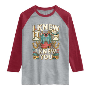 Retro Coastal Cowgirl I Knew It I Knew You Raglan Shirt Pink Boots Vintage Country Pop Music Western Floral Graphic