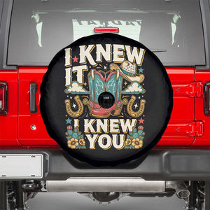 Retro Coastal Cowgirl I Knew It I Knew You Spare Tire Cover Pink Boots Vintage Country Pop Music Western Floral Graphic