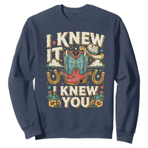 Retro Coastal Cowgirl I Knew It I Knew You Sweatshirt Pink Boots Vintage Country Pop Music Western Floral Graphic
