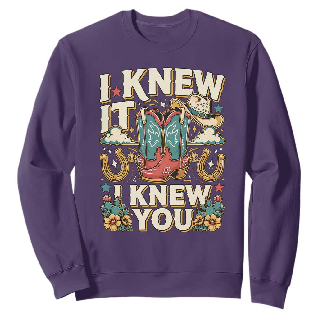 Retro Coastal Cowgirl I Knew It I Knew You Sweatshirt Pink Boots Vintage Country Pop Music Western Floral Graphic