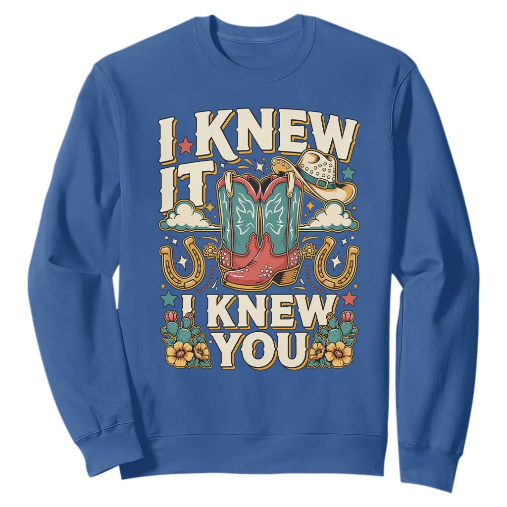 Retro Coastal Cowgirl I Knew It I Knew You Sweatshirt Pink Boots Vintage Country Pop Music Western Floral Graphic