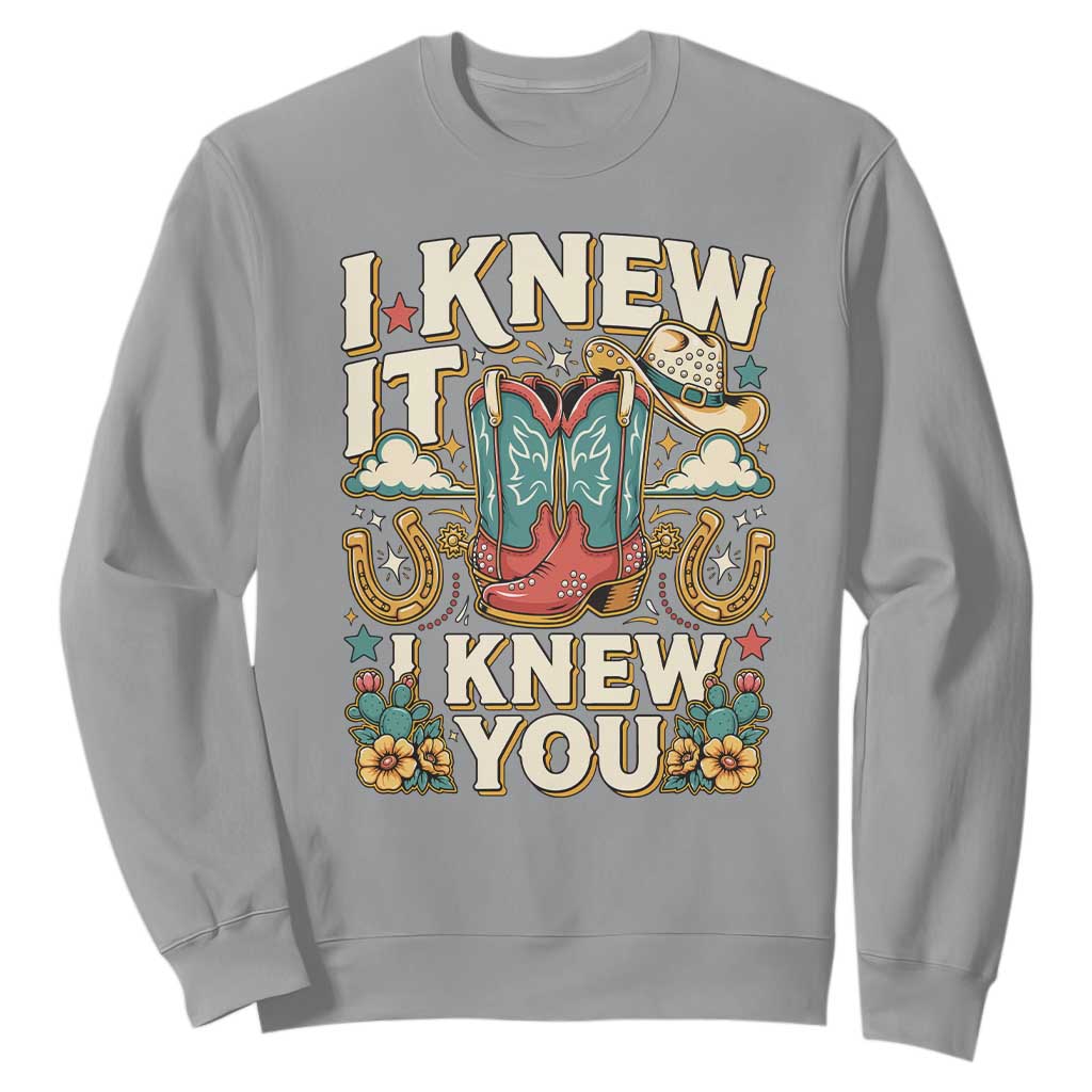 Retro Coastal Cowgirl I Knew It I Knew You Sweatshirt Pink Boots Vintage Country Pop Music Western Floral Graphic