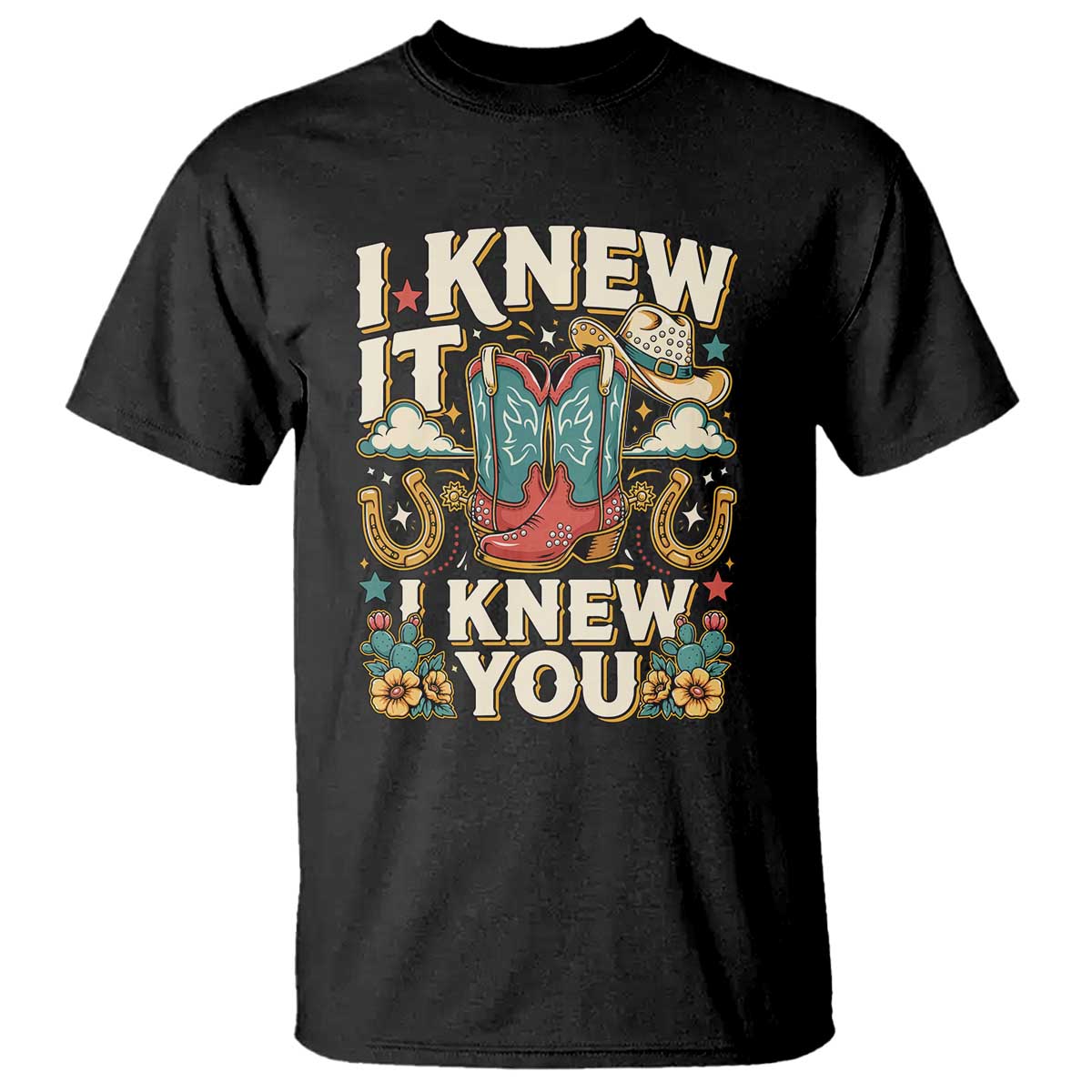 Retro Coastal Cowgirl I Knew It I Knew You T Shirt Pink Boots Vintage Country Pop Music Western Floral Graphic