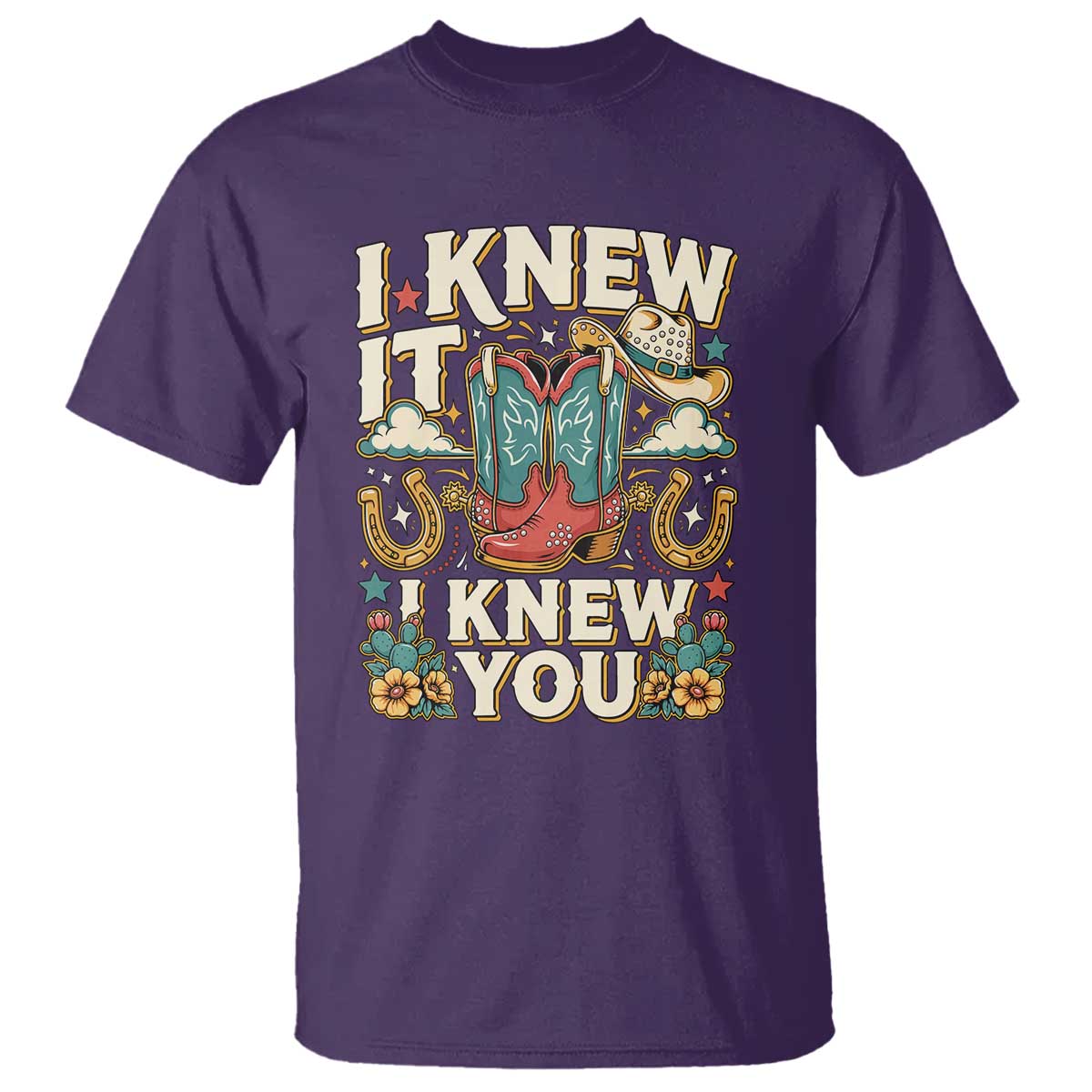 Retro Coastal Cowgirl I Knew It I Knew You T Shirt Pink Boots Vintage Country Pop Music Western Floral Graphic