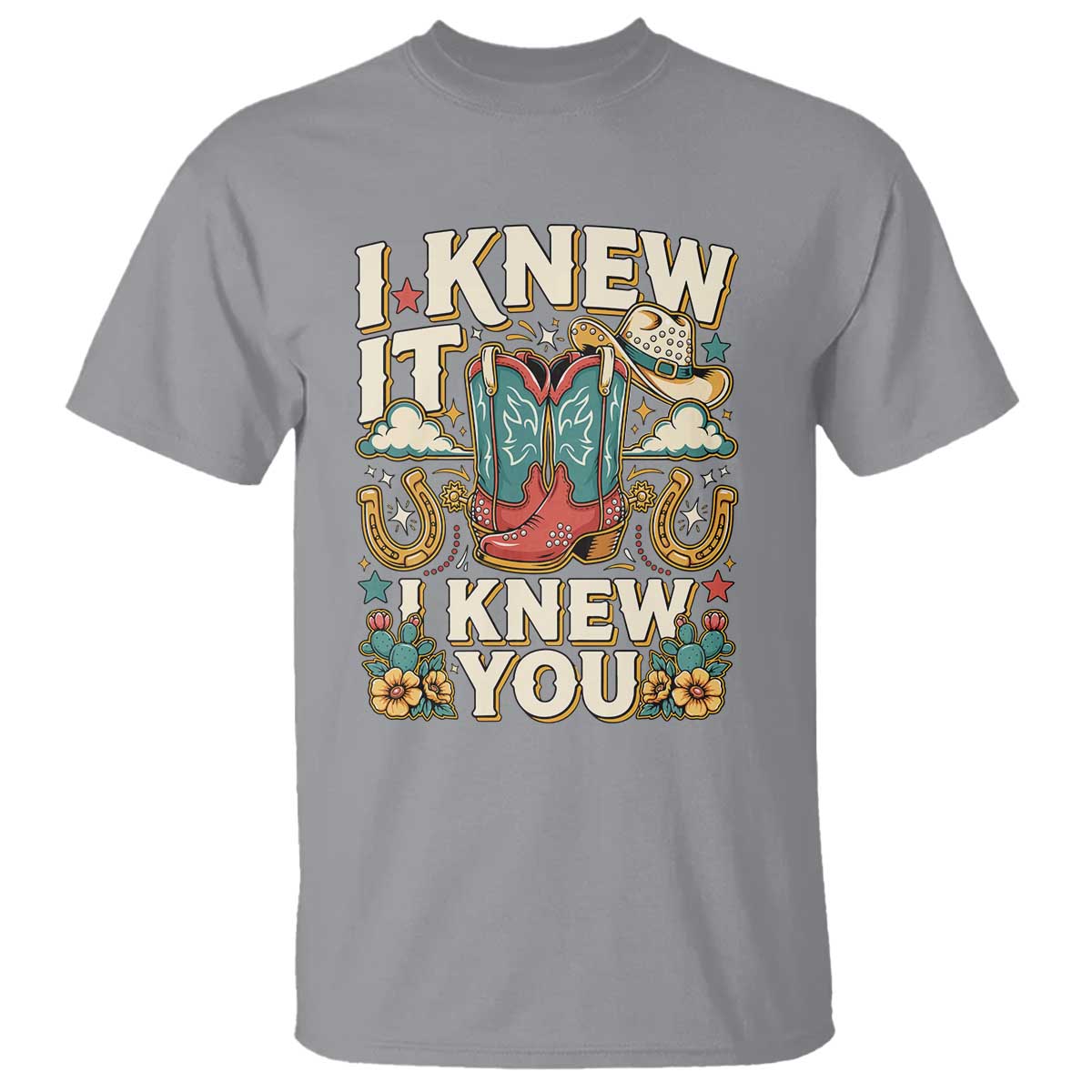 Retro Coastal Cowgirl I Knew It I Knew You T Shirt Pink Boots Vintage Country Pop Music Western Floral Graphic