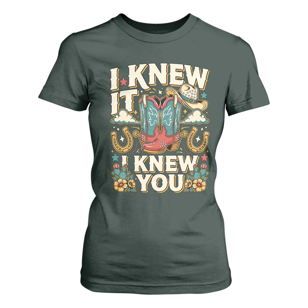 Retro Coastal Cowgirl I Knew It I Knew You T Shirt For Women Pink Boots Vintage Country Pop Music Western Floral Graphic